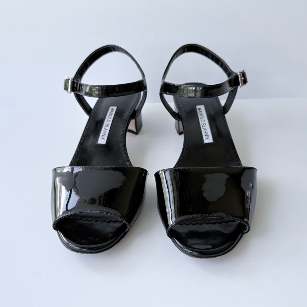 Manolo Blahnik Affian Sandal in Black Patent Leather 39 / 8 - Picture 4 of 16